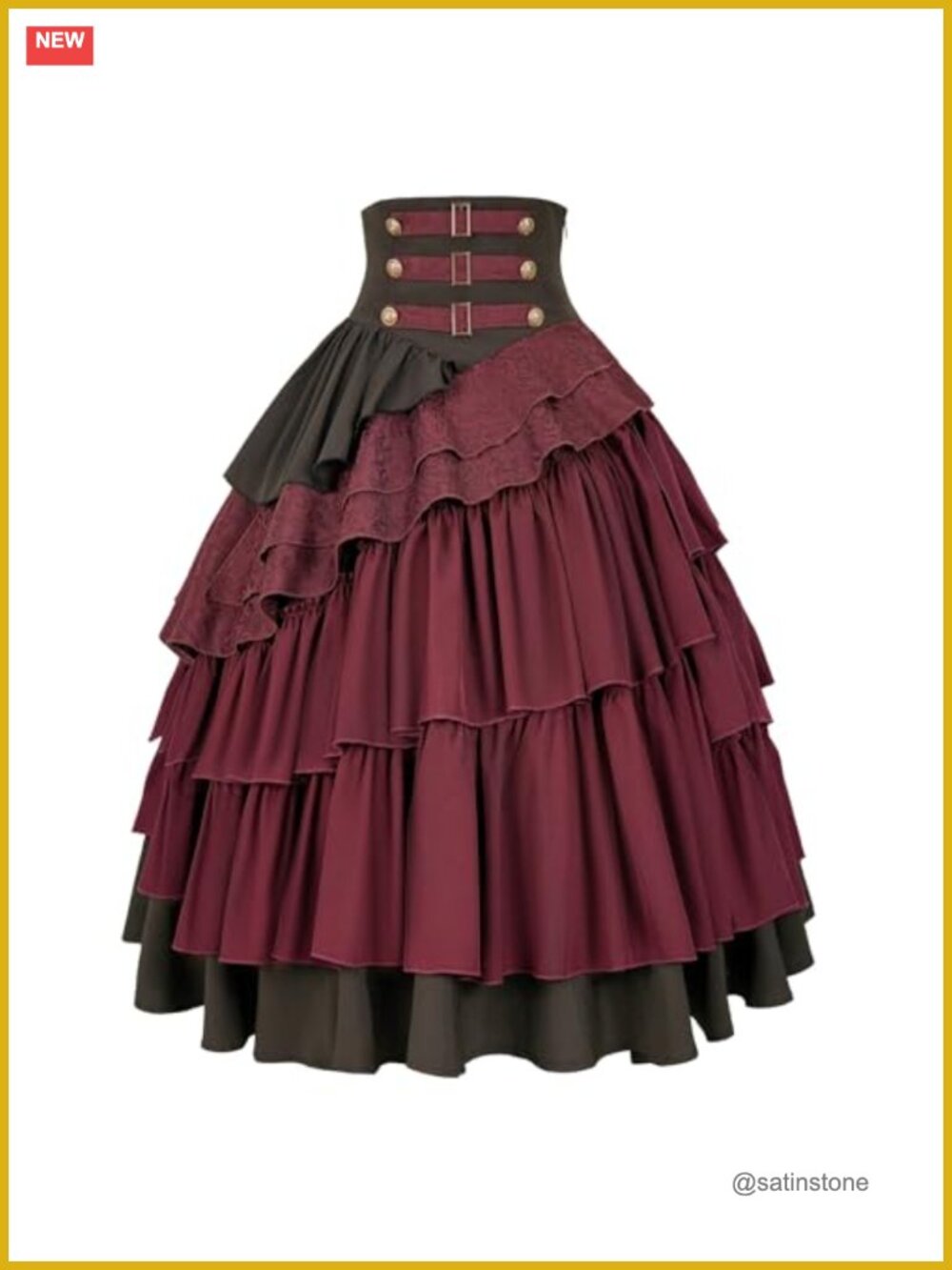 Steampunk High Waisted Ruffle Skirt Gothic Cosplay